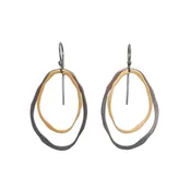large two layer thin rough cut two-tone earring