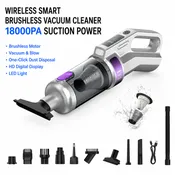 18,000Pa 10-in-1 Cordless Brushless Handheld Vacuum with Digital Display