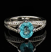 Apatite on Diamond Ring with 14K Gold - Size 6