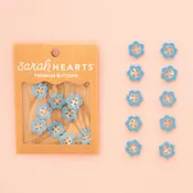 Sarah Hearts Blue Daisy Small 5/8" Buttons