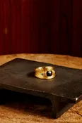 18K Gold Cigar Band Black & White Diamond Ring