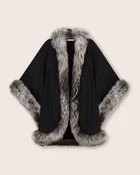 Cervinia Silver Fur Trimmed Cashmere Cape Classic Length