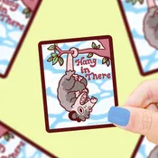 Hang in There Opossum Vinyl Sticker