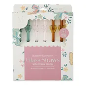 7pk Glass Butterfly Straw Set - Multi