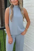 STAY AWHILE BUTTER SOFT MOCK NECK SLEEVELESS SET TOP