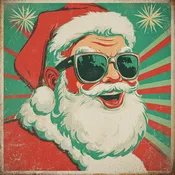 10" x 10" Retro Santa with Sunglasses Sign TTE-326