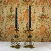 1880s Brass Candlestick Pair, 9.5" tall