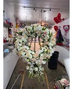 SERENE GRACE BLUSH & WHITE FUNERAL WREATH