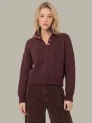 525 America Boxy Snap Front Henley - Italian Plum Melange