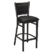 Black Vinyl Upholstered Back Metal Bar Stool