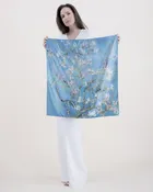 Almond Blossoms Satin Feel Double Sided Small Square Scarf - TEAL (Pack of 6)