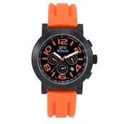 Gino Franco Mens Silicone Rubber Orange Sport Watch with Chronograph Stopwatch