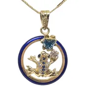 JOSE ARAGON ORIGINAL 18KT GOLD FROG PENDANT NECKLACE
