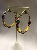 Beaded Metal Hoop Earrings