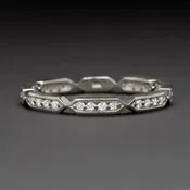 0.19ct NATURAL DIAMOND WEDDING BAND ETERNITY STACKING RING PLATINUM CLASSIC