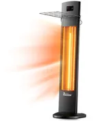 DR-298 - DR. INFRARED HEATER DR-298 Freestanding Portable Infrared Space Heater, 1500W Indoor Outdoor Use, Wall/Ceiling Mountable, Remote Control, 3 Heat Settings, Timer, Tip-Over & Overheat Protection, Black