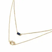 Baguette Gemstone Loveknot Layered Duo Blue Sapphire