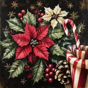 10" x 10" Red and White Poinsettias with Candy Cane Sign TTE-014
