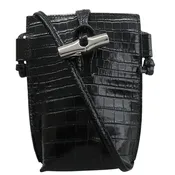 Le Roseau Croc Phone Case in Black