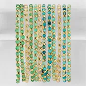 3mm Assorted Beaded Bracelets w/ Alternating Stones: Blue