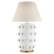 Plaster White Table Lamp with Linen Shade — Page Home Design