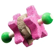 NIBBLES PUMICE STAR DUMBBELL W/WOODEN BLOCKS CHEW