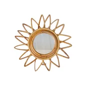 12" Round Handmade Flower Rattan Cane Wall Mirror
