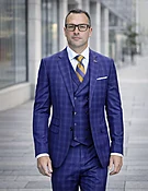 ANGELINI COBALT DOUBLE BREASTED 3 PC SUIT
