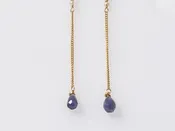 Delicate Drop Earrings w/ Iolite & Seed Pearl — Lexaco