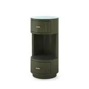 Aaron 2-Drawer Side Table with Glass Top