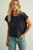 Blair cuff sleeve tee in blue