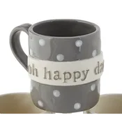 Mud Pie Hand-Painted Ceramic Happy Plaque Boxed Mug