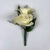 White Spray Rose Limonium Boutonniere