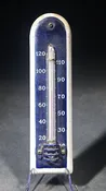 Lot 125 - Vintage Porcelain Enamel Wall Thermometer with Cobalt Blue and White Face, 5" H