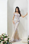 232GL1493 Trumpet Off-Shoulder Tulle Cream Nude Evening Dress