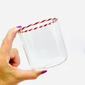 Candy Cane Rim Glass, Red