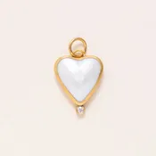 24K Gold Pearl Pendant with Diamond Silver Heart