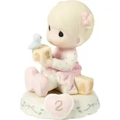 02 Age Two Blonde - Girl With Blocks Age 2
