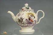 An Antique English Creamware Greatbatch Teapot and Cover "Aurora", c1770-1782