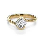 1.00 Carat Asscher Cut Natural Diamond Engagement Ring in Yellow Gold