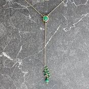Emerald and Gold Beaded Y Necklace | Ari O Jewelry