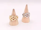 18K Gold or Platinum Plated CZ Pave Linked Braided Adjustable Ring 4pcs
