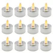 Battery-Operated 3D Wick Flame Tea Lights - Set of 12