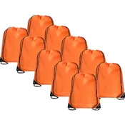 10 Drawstring Tote Bags - Orange