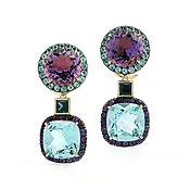 Amethyst and Blue Topaz Drop Earrings