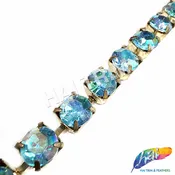 10mm (3/8") Aqua AB Acrylic Diamante Cupchain Trim, CST-001