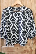 Black & White Ikat Print Blouse