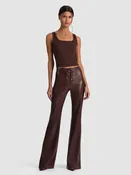 Alice + Olivia - Ravyn Vegan Leather Lace Up Bootcut Pant - Dark Chocolate