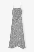 3D Sequins Long Slip Dress | Silver