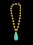 Yellow Jade and Royston Turquoise Necklace